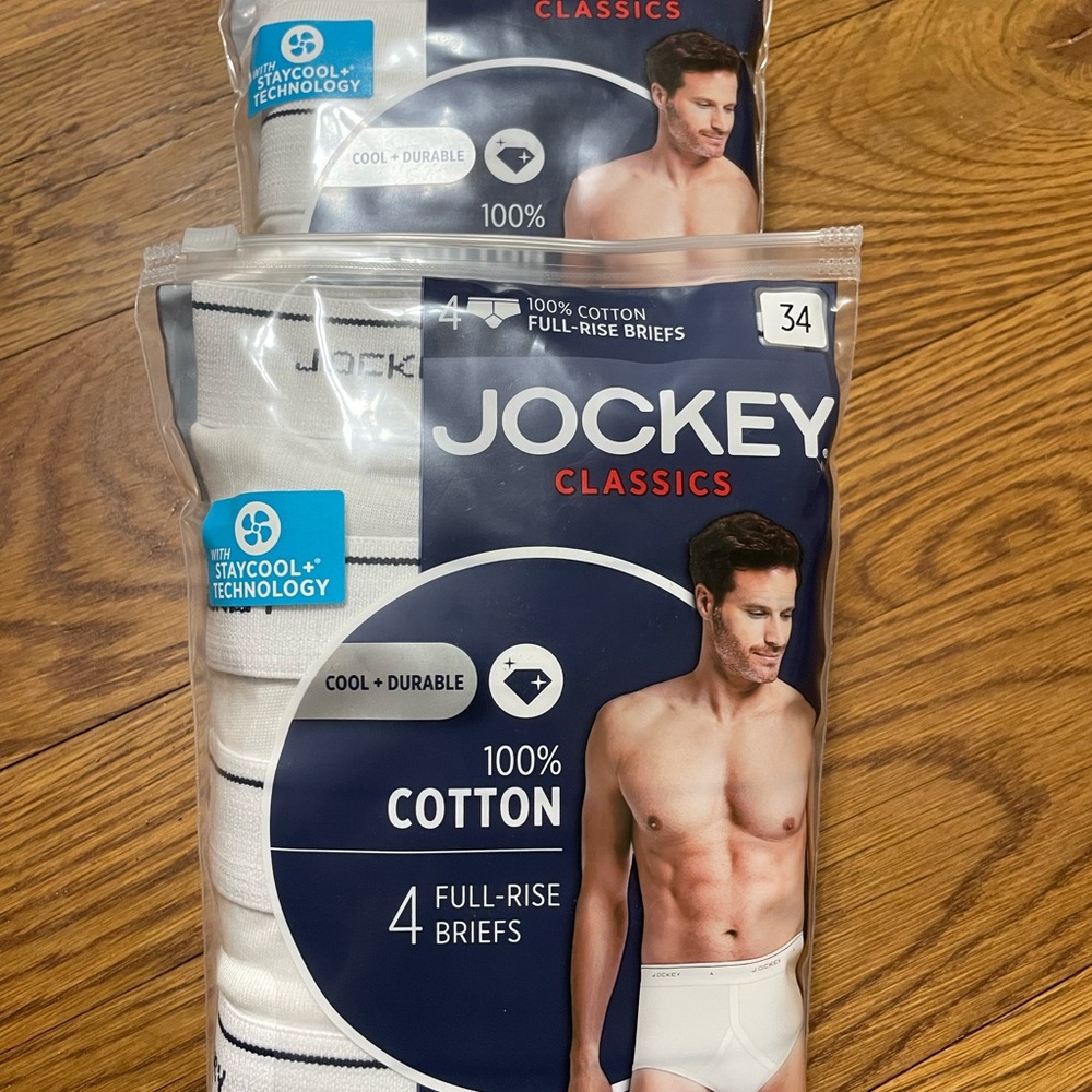 💥NEW Jockey Classics Men's Cotton Briefs - 4 Pack, White. NOT OPENED.